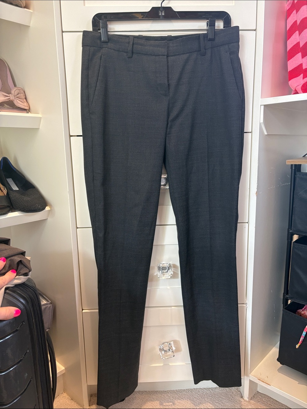 Theory charcoal straight leg trousers